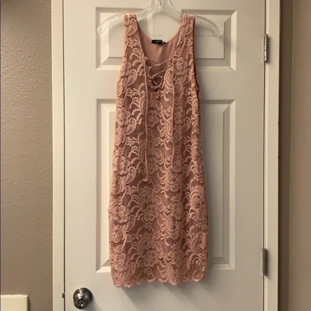 Blush pink lace dress